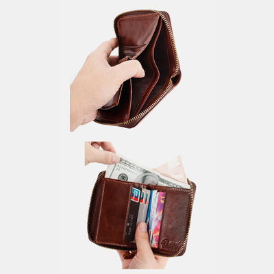 Vertical Multi-Slot Retro RFID Leather Wallet