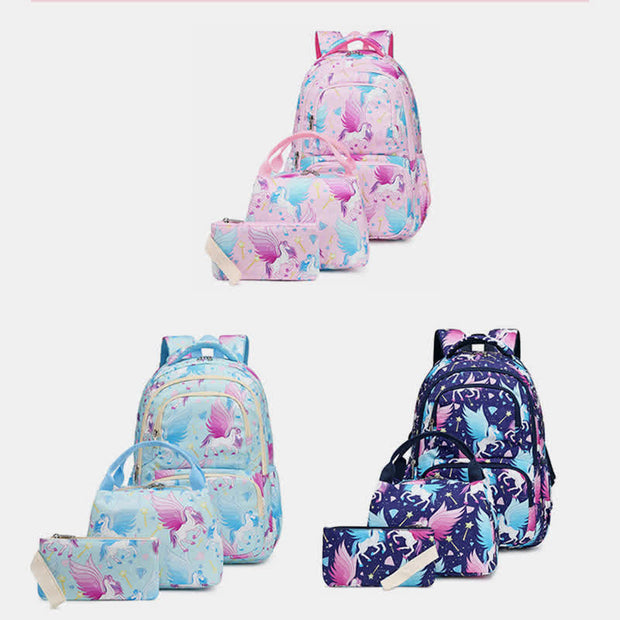 Unicorn Schoolbag Set for Girls Backpack Bookbag Lunch Bag Pencil Case
