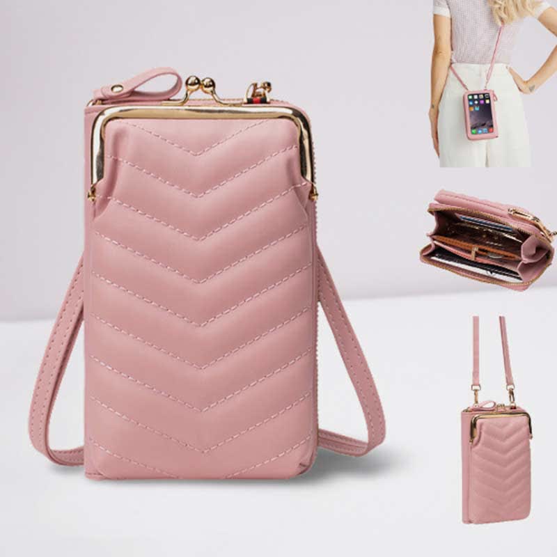 Small Crossbody Cell Phone Purse for Women Leather Quilted Wallet Case