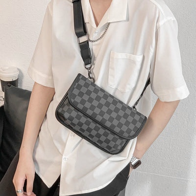 Crossbody Bag for Unisex Minimalist Square PU Leather Shoulder Bag