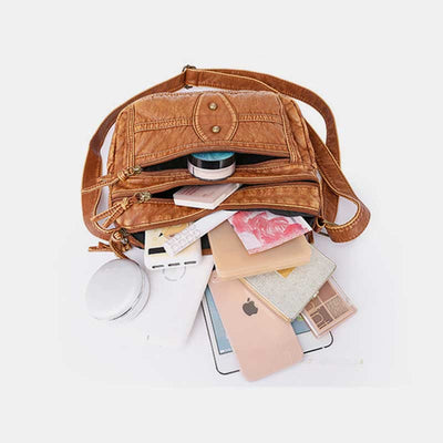 Crossbody Bag for Women Brown Rivet Leather Daily Shoulder Bag