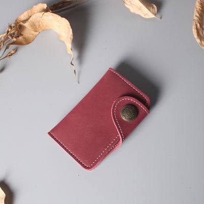 Multifunctional Leather Card Holder Ultra Thin Mini Key Ring Wallet