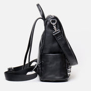 Fashion Rivet Backpack Genuine Leather Double Shoulder Strap Roomy Bag