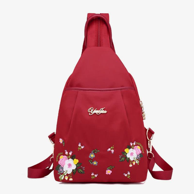 Multifunctional Waterproof Vintage Embroidery Backpack Sling Bag