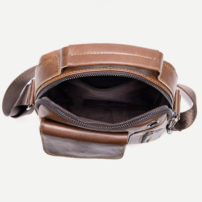 Messenger Bag for Men Multi-Pocket Genuine Leather Business Crossbody Bag