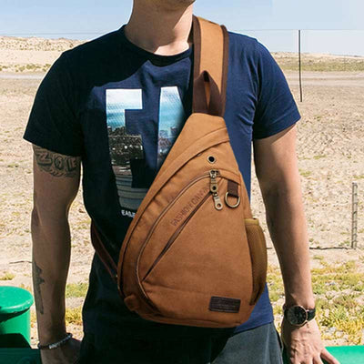 Canvas Chest Bag Men Minimalist Travel Large Sling Bag