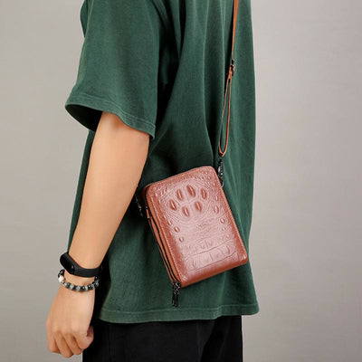 Detachable Strap Phone Bag For Women Embossing Leather Crossbody Bag