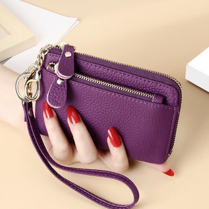 Women's Small Genuine Leather Wristlet Clutch Wallet Purse Card Holder