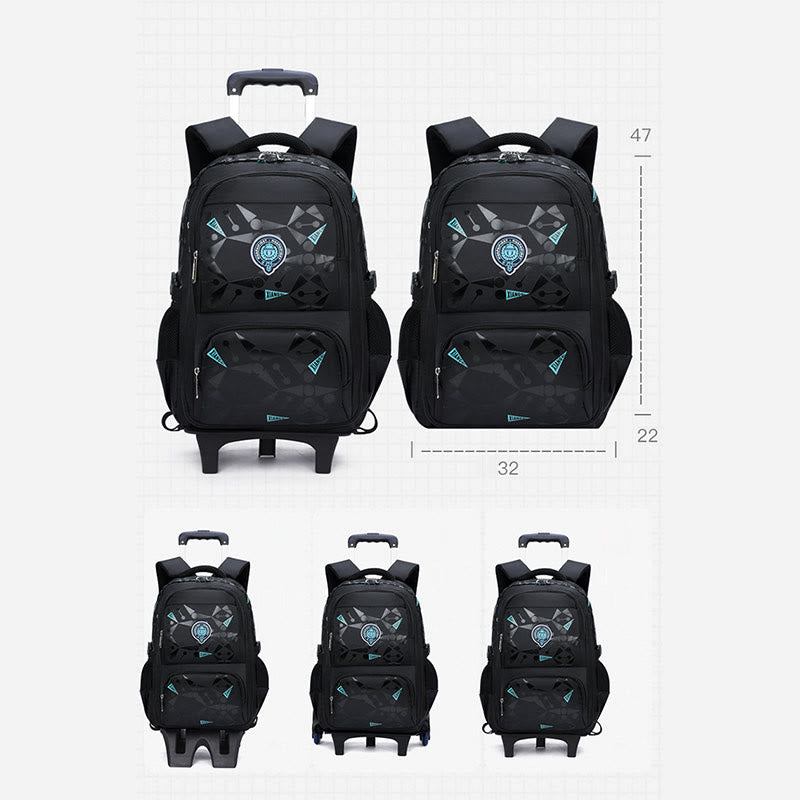 Rolling Wheels Backpack Multifunctional Travel Bookbag For Teens Students