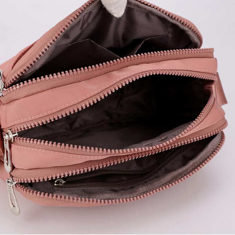 Triple Zip Small Crossbody Purse for Women Lightweight Casual Shoulder Bag