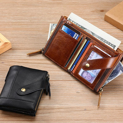 Large Capacity Leather Wallet RFID Blocking Bifold Multi Slot Card Holder