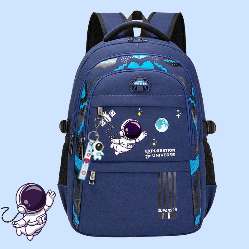 Astronaut Pattern Backpack For School Lightweight Breathable Fabric Schoolbag