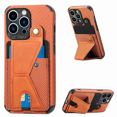 Shockproof Dustproof Leather Phone Case for iPhone with Card Slot Kickstand