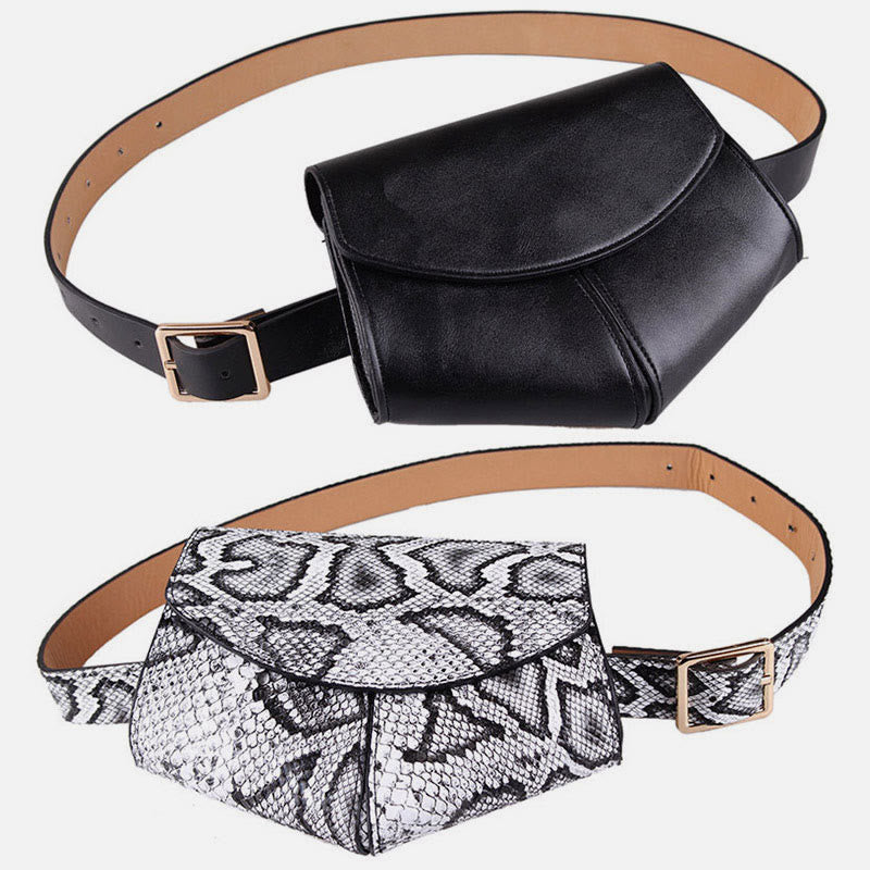 Snakeskin Grain Waist Bag For Women Vegan Leather Belt Bag