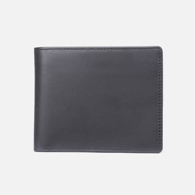 Men's Genuine Leather RFID Blocking Bifold Filp Wallet with ID Window