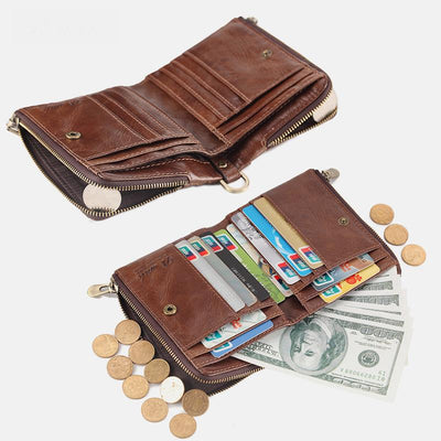 Genuine Leather RFID Multi-Slot Mini Wallet