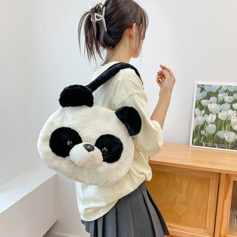 Cute Panda Shoulder Bag For Women Plush Underarm Bag