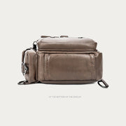 Retro Anti-theft Multi-Pocket Leather Sling Bag Roomy Daypack