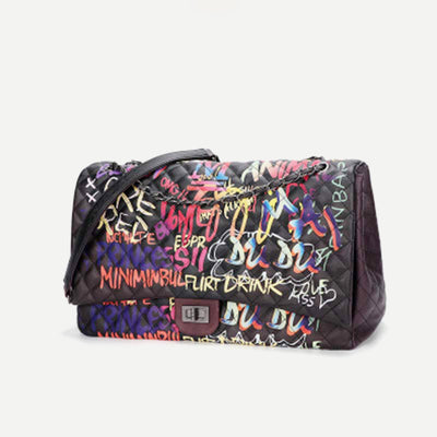 Large Crossbody Purse for Women Graffiti Quilted Handbag Shoulder Bag