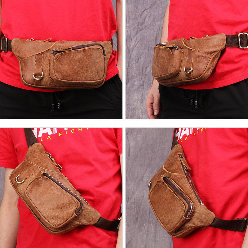 Genuine Leather Waist Bag for Men Bum Bag Waist Pouch