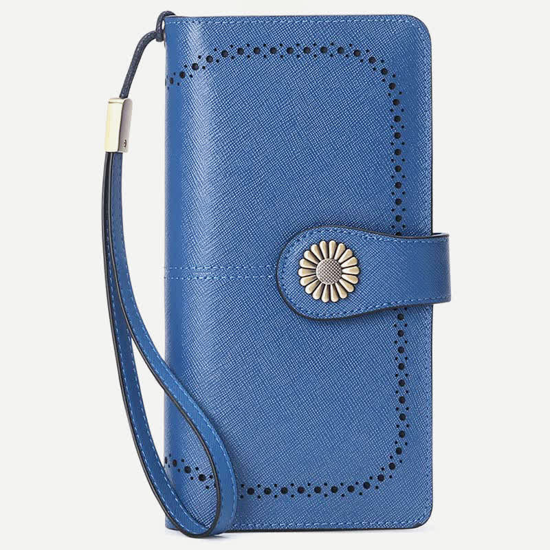 Women RFID Blocking Leather Wallet Multi-slot Credit Card Holder Clutch