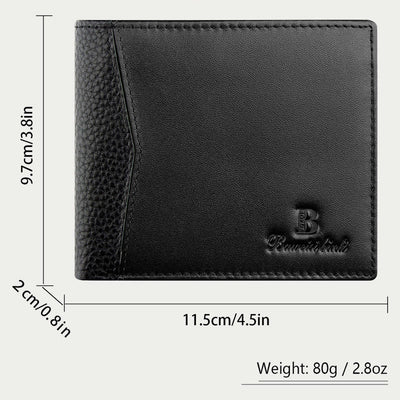 Leather Wallet For Men Anti Theft RFID Black Purse