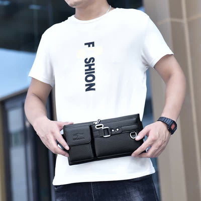 Waist Bag for Men Leather Sling Bag for Hiking Running Travel