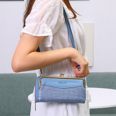 Multi-Slot Elegant Embossing Kiss-Lock Crossbody Phone Purse