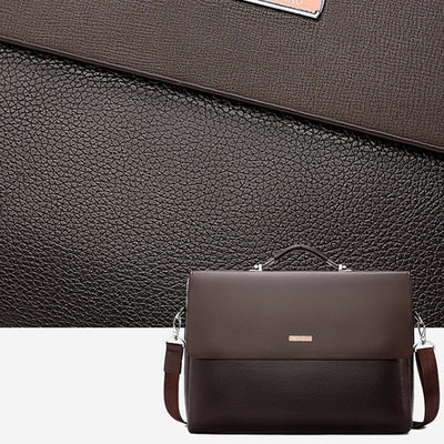 Briefcase for Men Business Computer PU Leather Casual Shoulder Bag