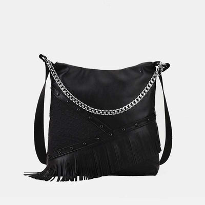 Rivet Tote Bag Women Large Capacity Motorcycle Tassel Chain Bag