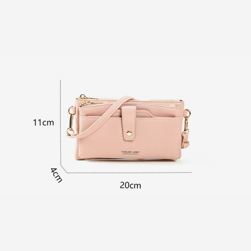 Double Compartment Phone Bag For Women Multifunctional Leather Crossbody Bag