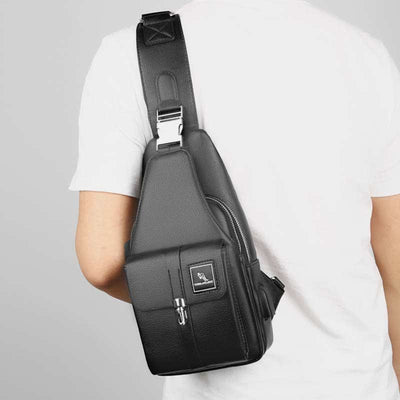 Men Leather Sling Bag Multipurpose Casual Bag Chest Bag Shoulder Bag