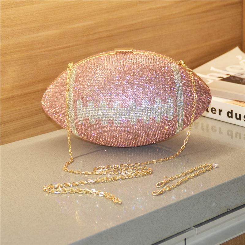 Rhinestone Banquet Evening Bag For Women Sparkle Football Purse