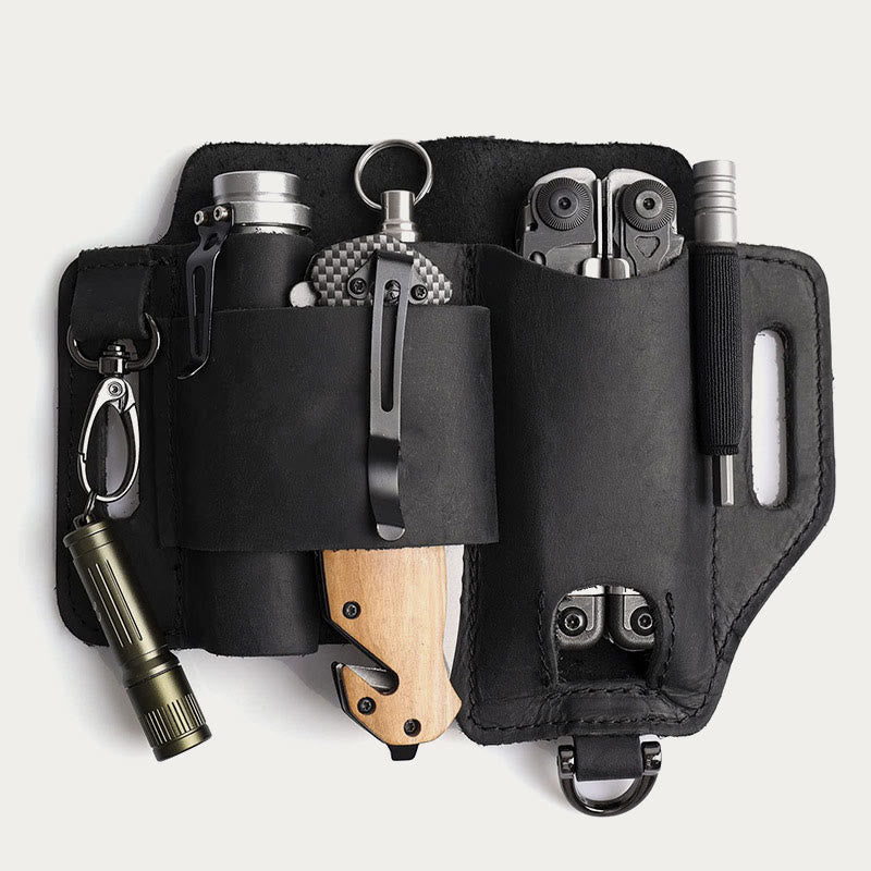 Leather Multitool Sheath For Men Outdoor Camping EDC Belt Wear