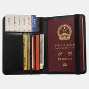 RFID Blocking Passport Vaccine Card Holder Retro Floral Leather Wallet