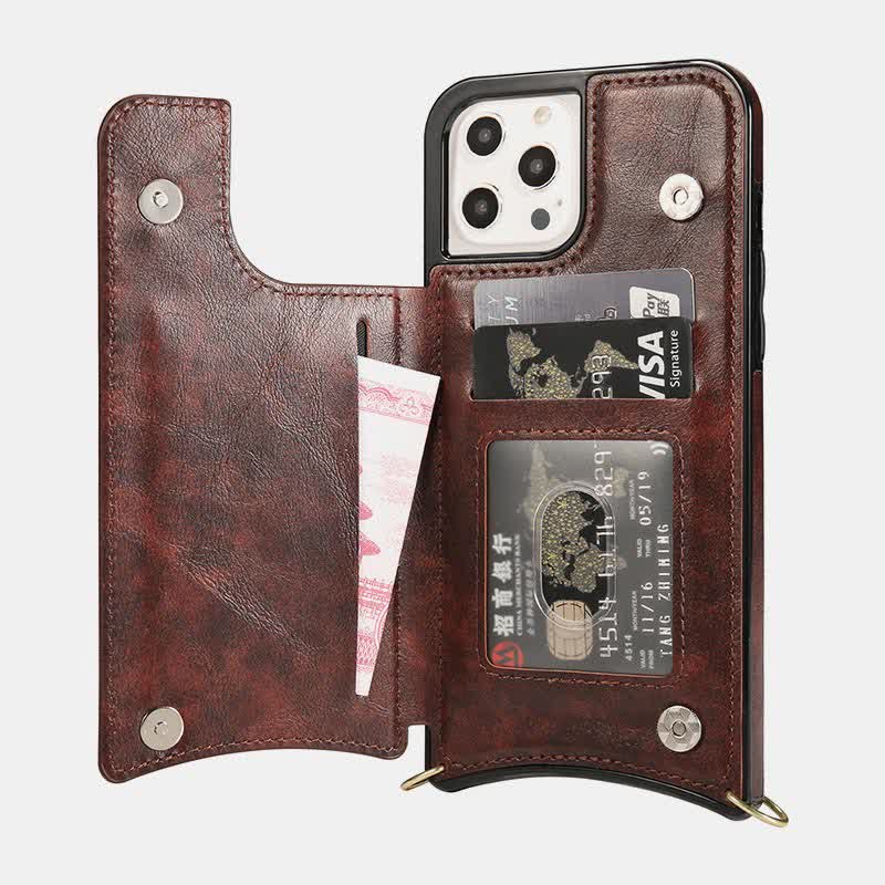 Compatible with iPhone Kickstand Wallet Case Phone Bag with Crossbody Strap