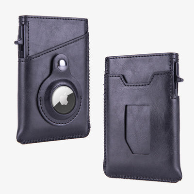 RFID Tracker Wallet Anti-theft Retro Pu Leather Airtag Compatible