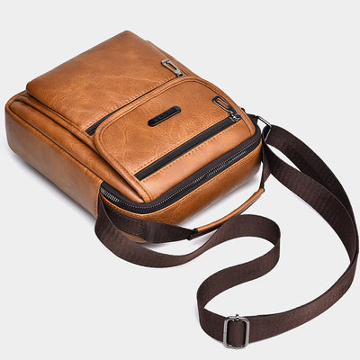 Portable Messenger Bag For Men Business Vegan Leather Shoulder Bag