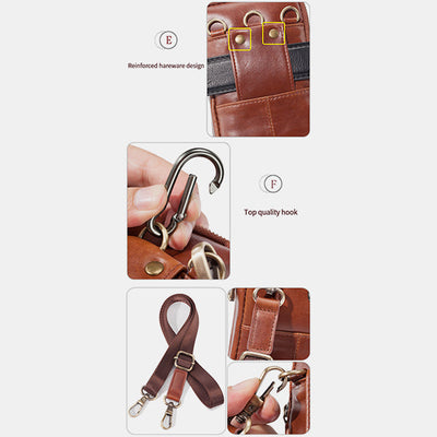 Genuine Leather Multifunctional Belt Loop Pouch Phone Bag Crossbody Bag