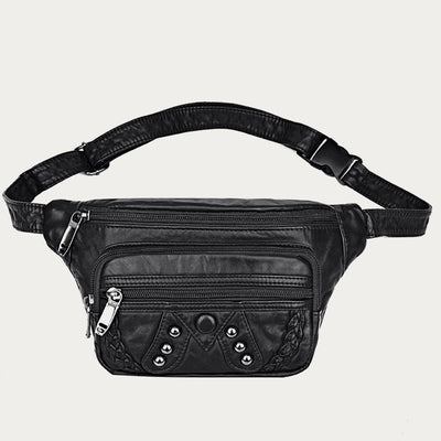 Rivet Waist Bag For Women Large Leather Crossbody Chest Bag