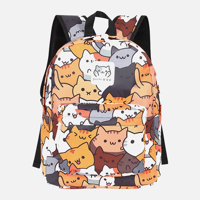 Backpack for Women Cute Pastel Cat Painting Teenage Travel Daypack