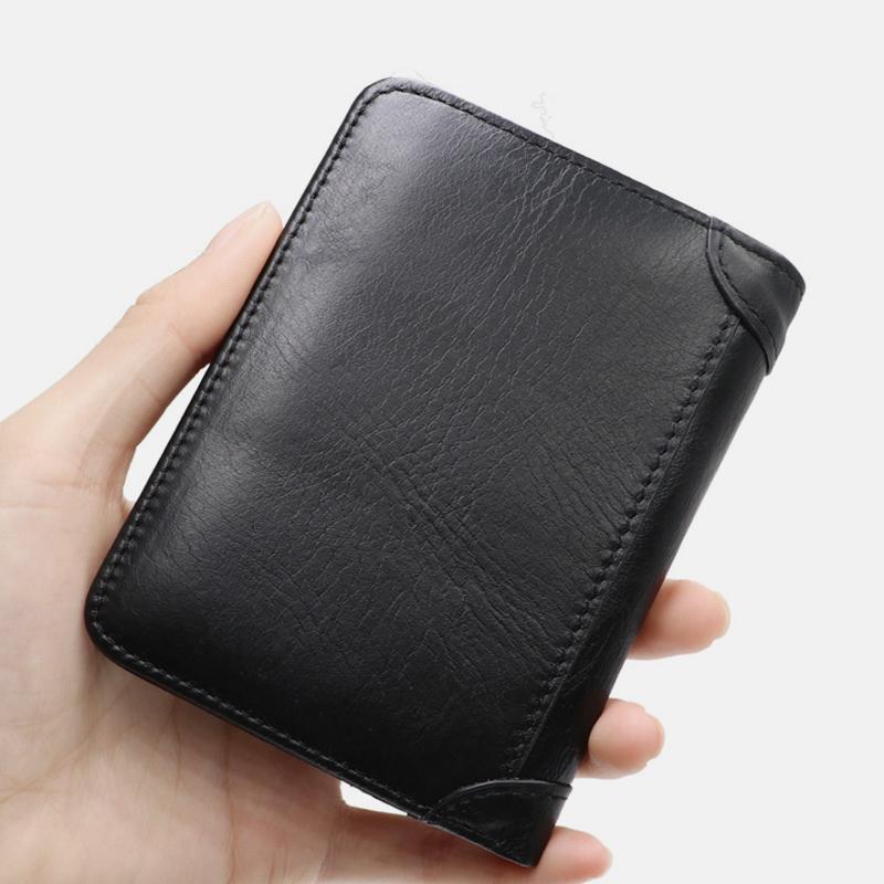 Large Capacity RFID Bifold Real Leather Wallet