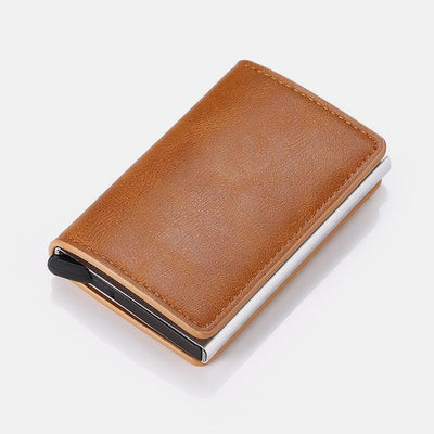 RFID Credit Card Holder With Hand-Push Metal Card Case