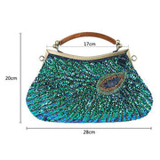 Hand-Made Beaded Clutch Peacock Sequin Bag
