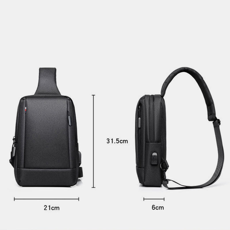 Large Capacity Waterproof Chest Bag Sling Bag With USB Charging Port