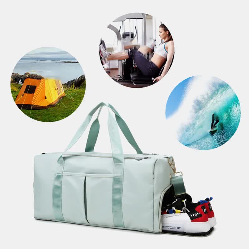 Travel Duffel Bag Sports Gym Shoulder Bag with Wet Pocket Shoes Compartment