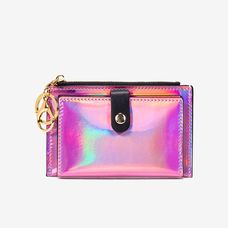 Iridescent Laser Minimalist Card Holder Coin Pouch Wallet for Women Girls