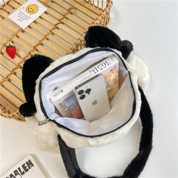 Cute Panda Shoulder Bag For Women Plush Underarm Bag