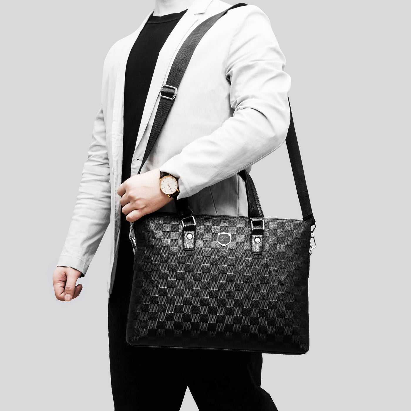 Briefcase For Men Business Trip Elegant Waterproof Crossbody Bag