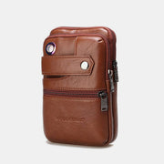 Retro Genuine Leather Business Crossbody Phone Bag With Earphone Hole